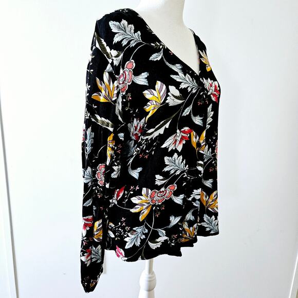 Simply Styled by Sears Size L Black Multi-Colored Long-Sleeved Leaf Floral Desig - Picture 16 of 16
